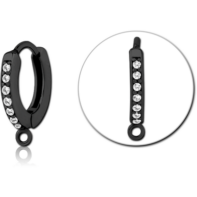 BLACK PVD COATED SURGICAL STEEL JEWELLED MULTI PURPOSE HUGGIE PIERCING