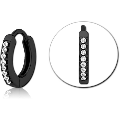 BLACK PVD COATED SURGICAL STEEL JEWELLED MULTI PURPOSE HUGGIE PIERCING