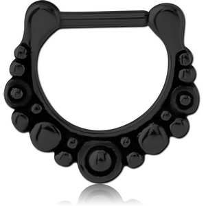 BLACK PVD COATED SURGICAL STEEL HINGED SEPTUM CLICKER - FILIGREE