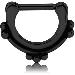 BLACK PVD COATED SURGICAL STEEL HINGED SEPTUM CLICKER