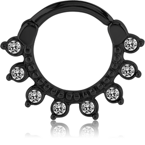 BLACKLINE SURGICAL STEEL ROUND JEWELED HINGED SEPTUM CLICKER RING