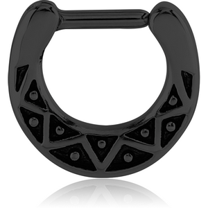 BLACK PVD COATED SURGICAL STEEL HINGED SEPTUM CLICKER