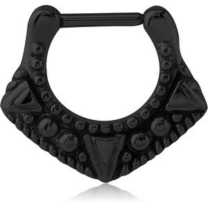 BLACK PVD COATED SURGICAL STEEL HINGED SEPTUM CLICKER - FILIGREE