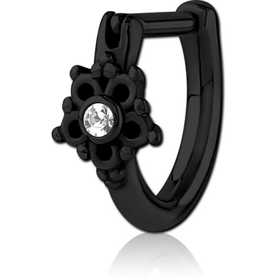 BLACK PVD COATED SURGICAL STEEL JEWELLED TRAGUS CLICKER