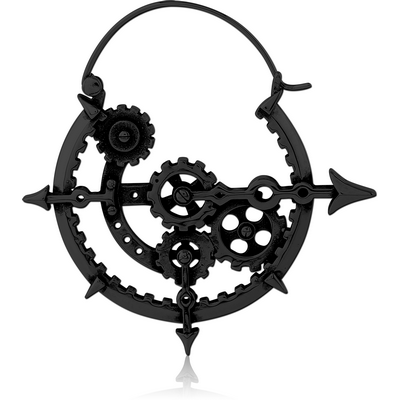 BLACK PVD COATED SURGICAL STEEL HOOP EARRING FOR TUNNEL