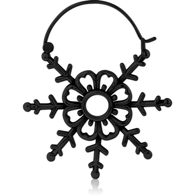 BLACK PVD COATED SURGICAL STEEL HOOP EARRING FOR TUNNEL