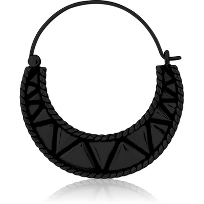 BLACK PVD COATED SURGICAL STEEL HOOP EARRING FOR TUNNEL