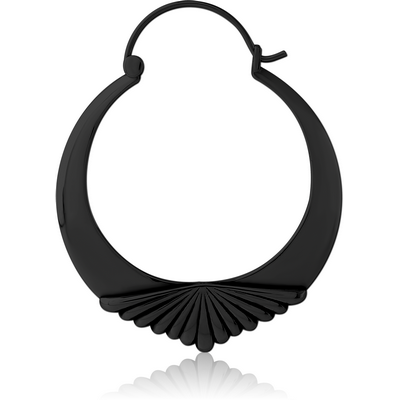 BLACK PVD COATED SURGICAL STEEL HOOP EARRING FOR TUNNEL