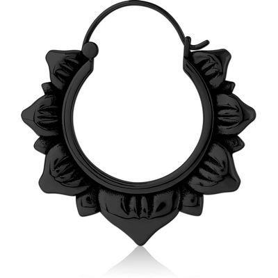 BLACK PVD COATED SURGICAL STEEL HOOP EARRING FOR TUNNEL