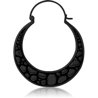 BLACK PVD COATED SURGICAL STEEL HOOP EARRING FOR TUNNEL