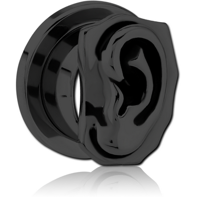 BLACK PVD COATED STAINLESS STEEL THREADED TUNNEL WITH SURGICAL STEEL TOP