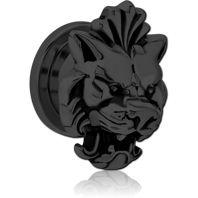 BLACK PVD COATED STAINLESS STEEL THREADED TUNNEL WITH SURGICAL STEEL TOP