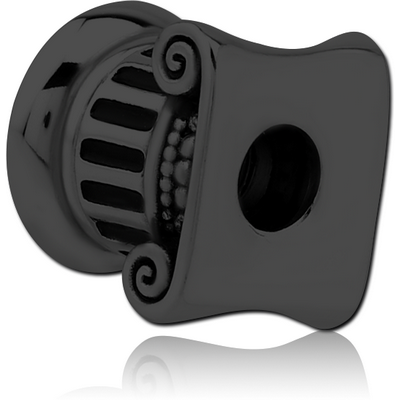 BLACK PVD COATED STAINLESS STEEL THREADED TUNNEL WITH SURGICAL STEEL TOP