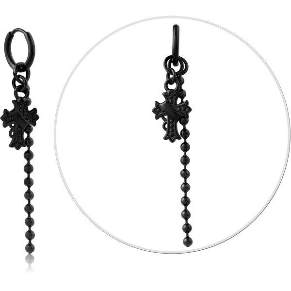 BLACK PVD COATED SURGICAL STEEL HOOP EARRINGS