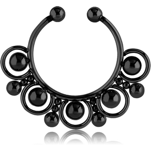BLACK PVD COATED SURGICAL STEEL FAKE SEPTUM RING - 17 BALLS