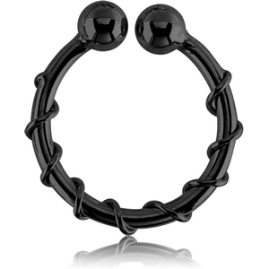 BLACK PVD COATED SURGICAL STEEL FAKE SEPTUM RING - TWIST LINE