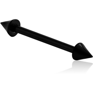 BLACK PVD COATED TITANIUM BARBELL WITH CONES