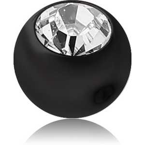BLACK PVD COATED TITANIUM PREMIUM CRYSTAL JEWELLED BALL FOR BALL CLOSURE RING