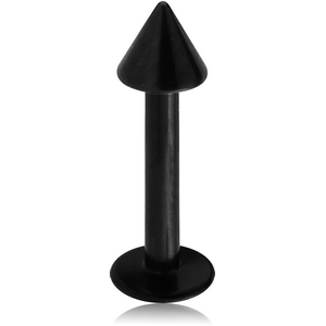 BLACK PVD COATED TITANIUM LABRET WITH CONE