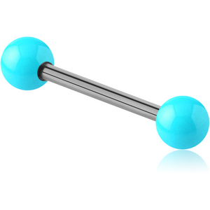 SURGICAL STEEL BARBELL WITH ENAMEL COATED STEEL BALL