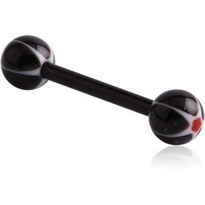 UV ACRYLIC FLEXIBLE BARBELL WITH GLITTERING MURANO BALL