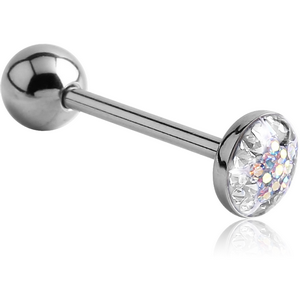 SURGICAL STEEL CRYSTALINE STAR JEWELLED FLAT BARBELL
