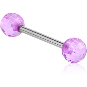 SURGICAL STEEL BARBELL WITH ACRYLIC FACETED BALL