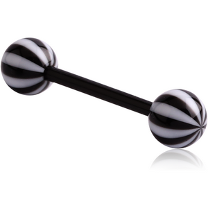 UV ACRYLIC FLEXIBLE BARBELL WITH MULTI-STRIPE BALL