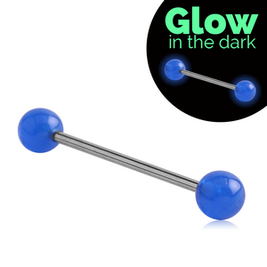SURGICAL STEEL BARBELL WITH GLOW IN THE DARK BALL