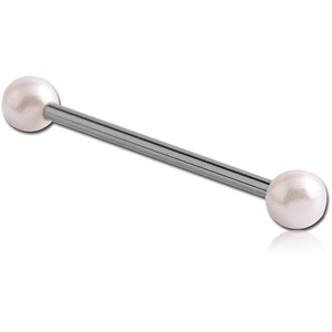 SURGICAL STEEL BARBELL WITH SYNTHETIC PEARLS