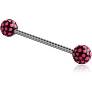 SURGICAL STEEL BARBELL WITH ACRYLIC MULTI DOT PRINTED BALL