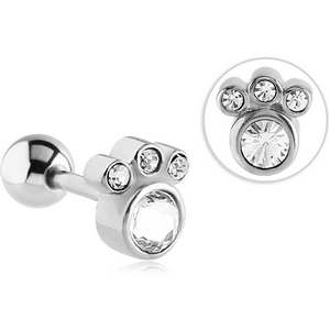 SURGICAL STEEL SWAROVSKI CRYSTAL JEWELLED BARBELL