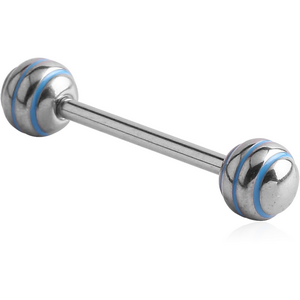 SURGICAL STEEL BARBELL WITH STRIPED BALL