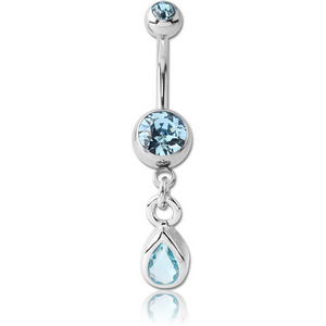 SURGICAL STEEL DOUBLE JEWELLED NAVEL BANANA WITH CHARM