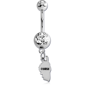 SURGICAL STEEL DOUBLE JEWELLED NAVEL BANANA WITH CHARM