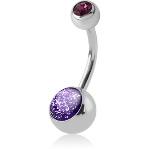 SURGICAL STEEL PREMIUM CRYSTAL GLITTERLINE NAVEL BANANA