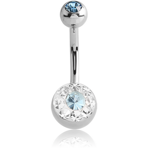 SURGICAL STEEL VALUE CRYSTALINE DOUBLE JEWELLED NAVEL BANANA