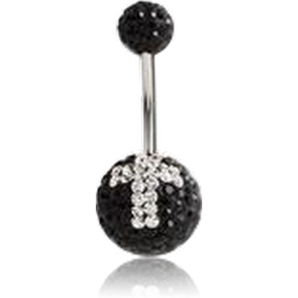 SURGICAL STEEL VALUE CRYSTALINE CROSS JEWELLED NAVEL BANANA