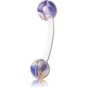 UV ACRYLIC FLEXIBLE CURVED BARBELL WITH JAW BREAKER BALL