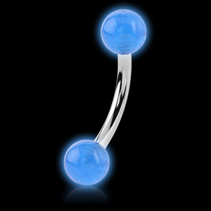SURGICAL STEEL CURVED BARBELL WITH GLOW IN THE DARK BALL