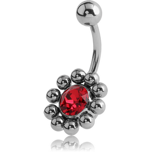 SURGICAL STEEL FLOWER JEWELLED NAVEL BANANA