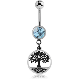 SURGICAL STEEL JEWELLED NAVEL BANANA WITH CHARM