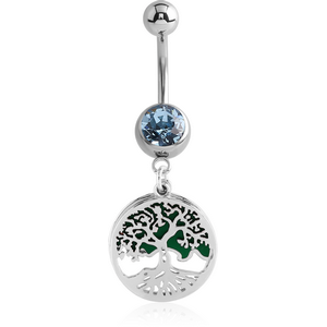 SURGICAL STEEL JEWELLED NAVEL BANANA WITH CHARM