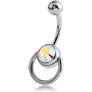 SURGICAL STEEL OPTIMA CRYSTAL JEWELLED SLAVE NAVEL BANANA