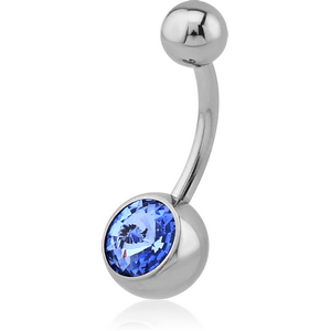 SURGICAL STEEL RIVOLI STONE PREMIUM CRYSTAL JEWELLED NAVEL BANANA