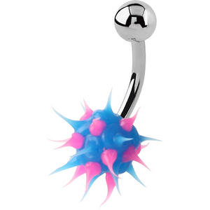 SURGICAL STEEL SILICONE SPIKEY BALL NAVEL BANANA