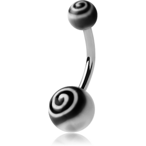 SURGICAL STEEL DOUBLE UV SPIRAL BALL NAVEL BANANA