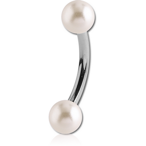 SURGICAL STEEL CURVED BARBELL WITH SYNTHETIC PEARLS