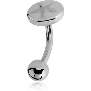 SURGICAL STEEL STAR DISC J-BAR NAVEL BANANA