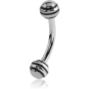 SURGICAL STEEL CURVED BARBELL WITH STRIPED BALL